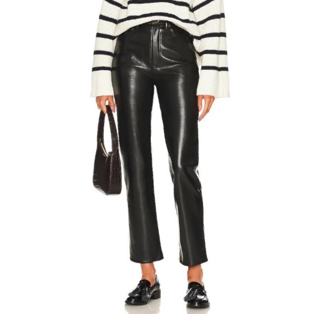 Agolde Riley Black Recycled Leather Jeans size 32